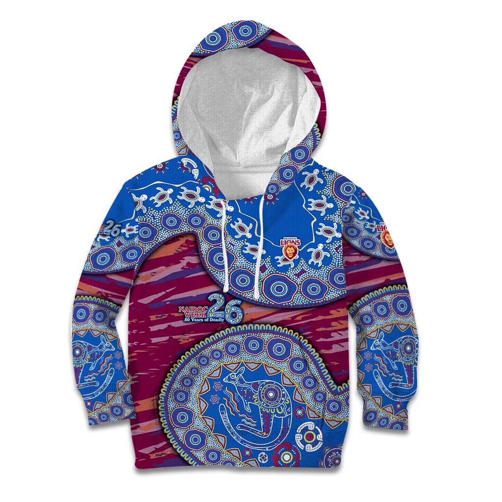 Brisbane Lions NAIDOC Week 2026 Kid Hoodie Australian Aboriginal Dot Art Dreamtime Pattern Style