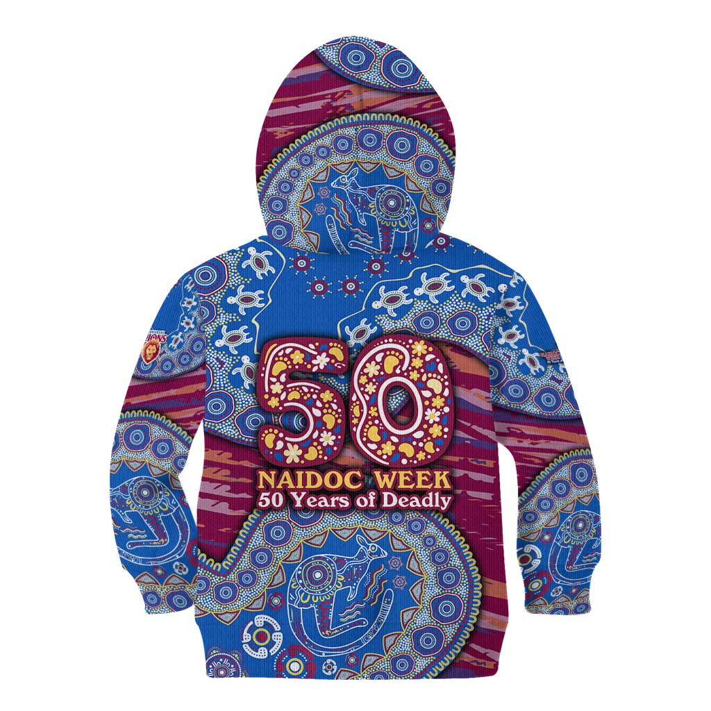 Brisbane Lions NAIDOC Week 2026 Kid Hoodie Australian Aboriginal Dot Art Dreamtime Pattern Style
