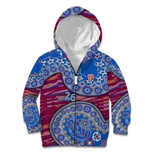 Brisbane Lions NAIDOC Week 2026 Kid Hoodie Australian Aboriginal Dot Art Dreamtime Pattern Style