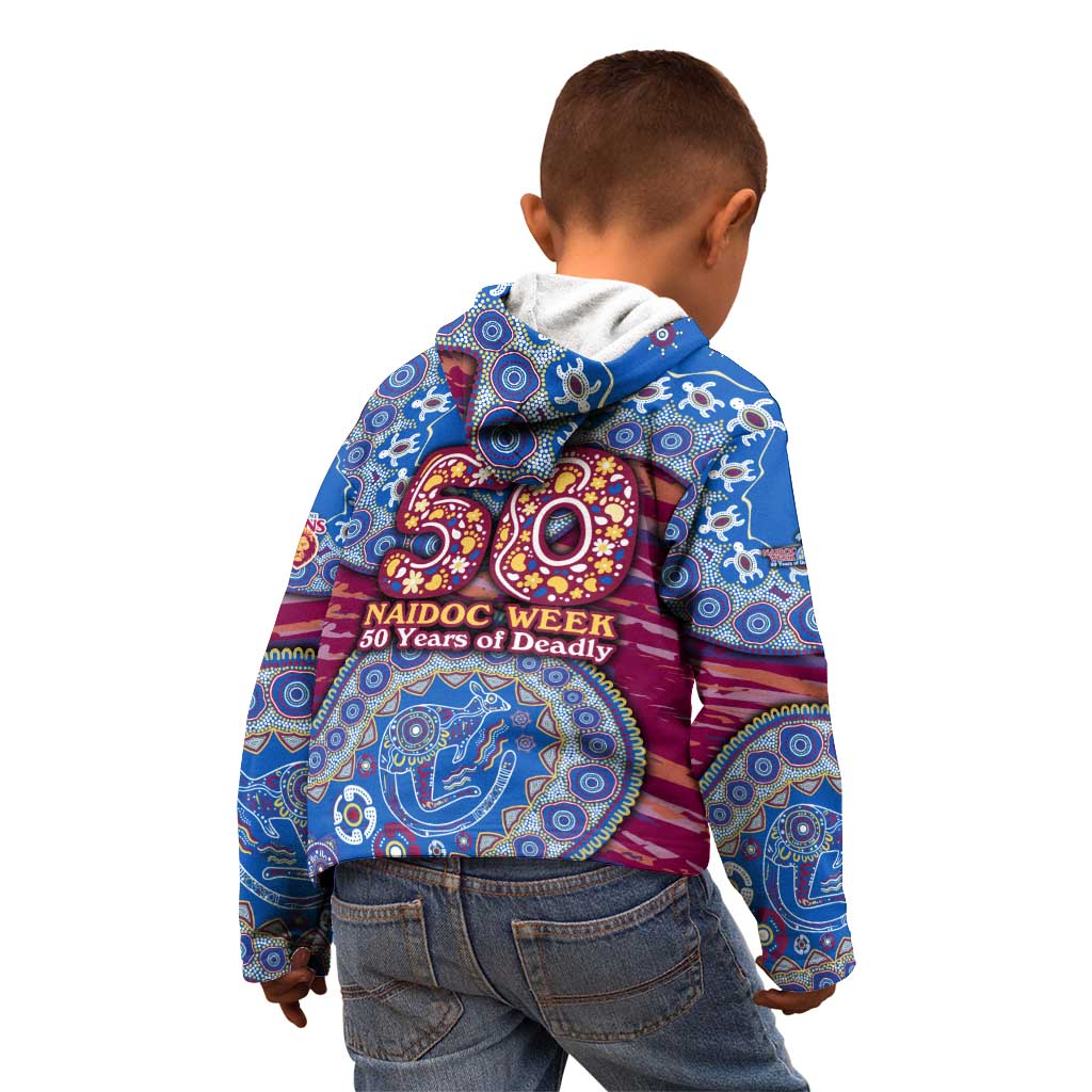 Brisbane Lions NAIDOC Week 2026 Kid Hoodie Australian Aboriginal Dot Art Dreamtime Pattern Style