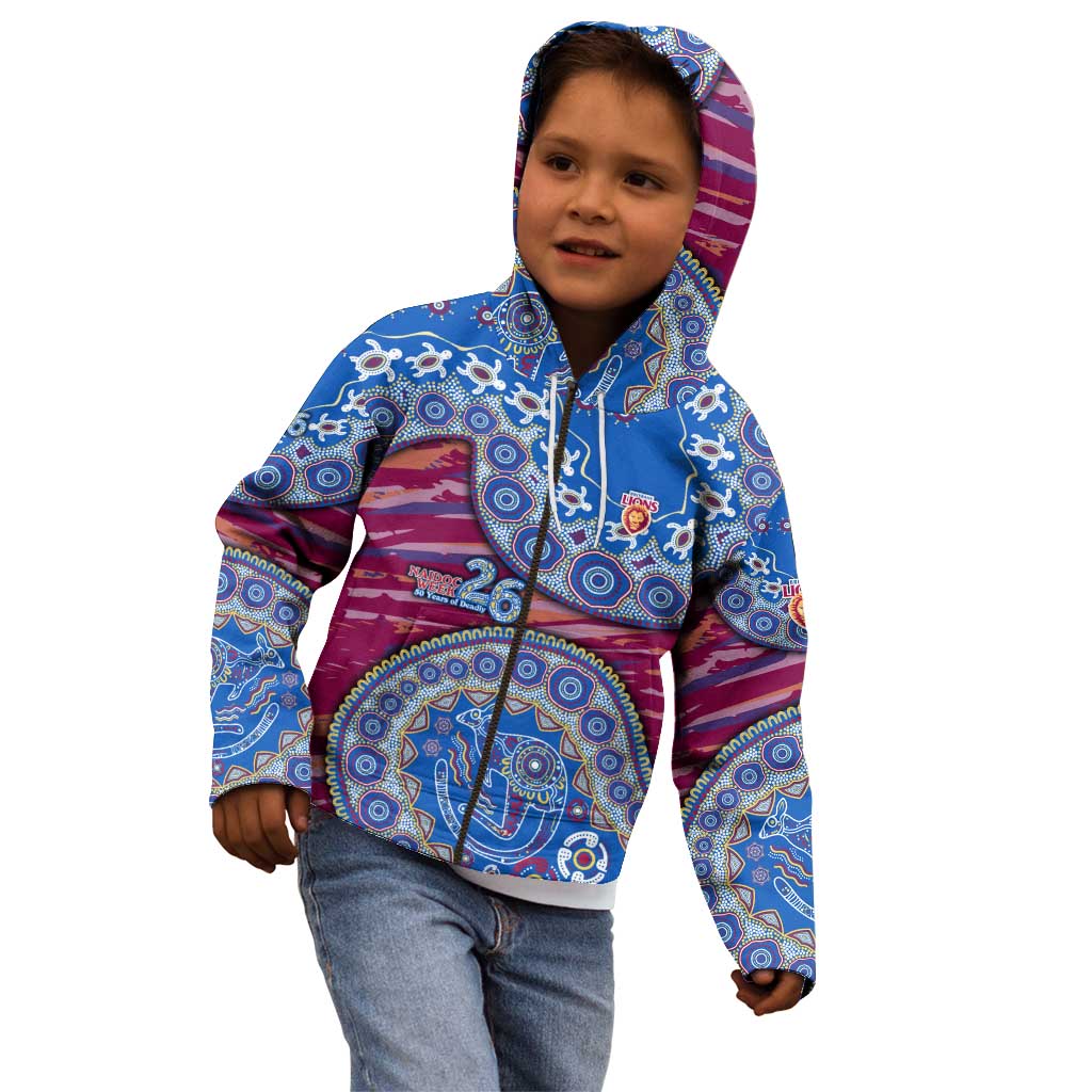 Brisbane Lions NAIDOC Week 2026 Kid Hoodie Australian Aboriginal Dot Art Dreamtime Pattern Style