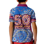 Brisbane Lions NAIDOC Week 2026 Kid Polo Shirt Australian Aboriginal Dot Art Dreamtime Pattern Style