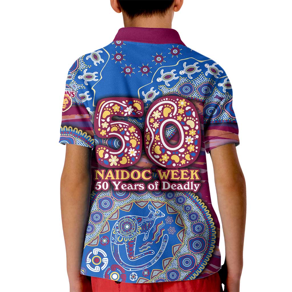 Brisbane Lions NAIDOC Week 2026 Kid Polo Shirt Australian Aboriginal Dot Art Dreamtime Pattern Style