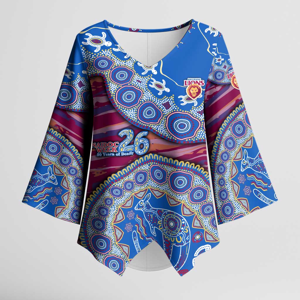 Brisbane Lions NAIDOC Week 2026 Kimono Sleeve Blouse Australian Aboriginal Dot Art Dreamtime Pattern Style