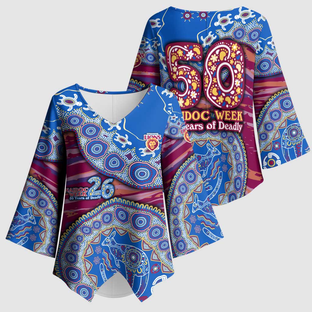 Brisbane Lions NAIDOC Week 2026 Kimono Sleeve Blouse Australian Aboriginal Dot Art Dreamtime Pattern Style