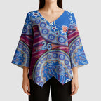 Brisbane Lions NAIDOC Week 2026 Kimono Sleeve Blouse Australian Aboriginal Dot Art Dreamtime Pattern Style