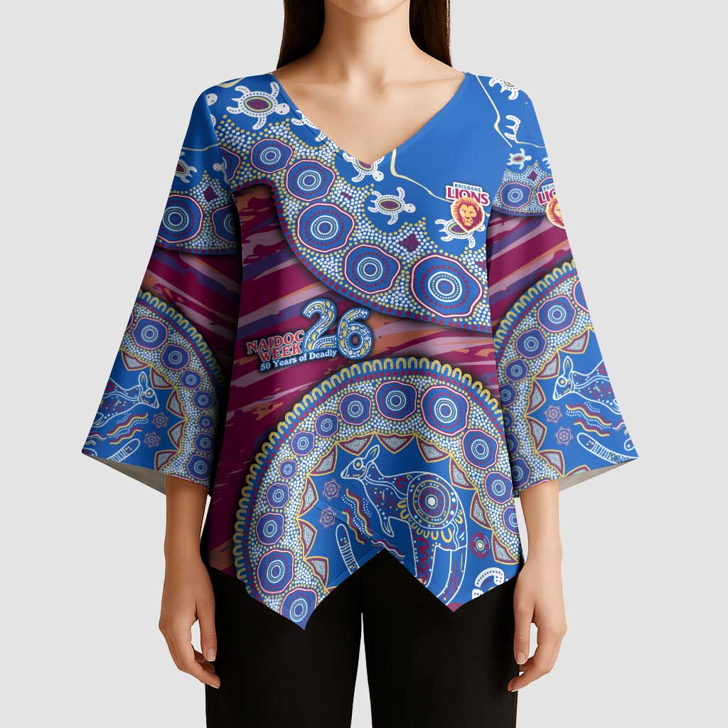 Brisbane Lions NAIDOC Week 2026 Kimono Sleeve Blouse Australian Aboriginal Dot Art Dreamtime Pattern Style