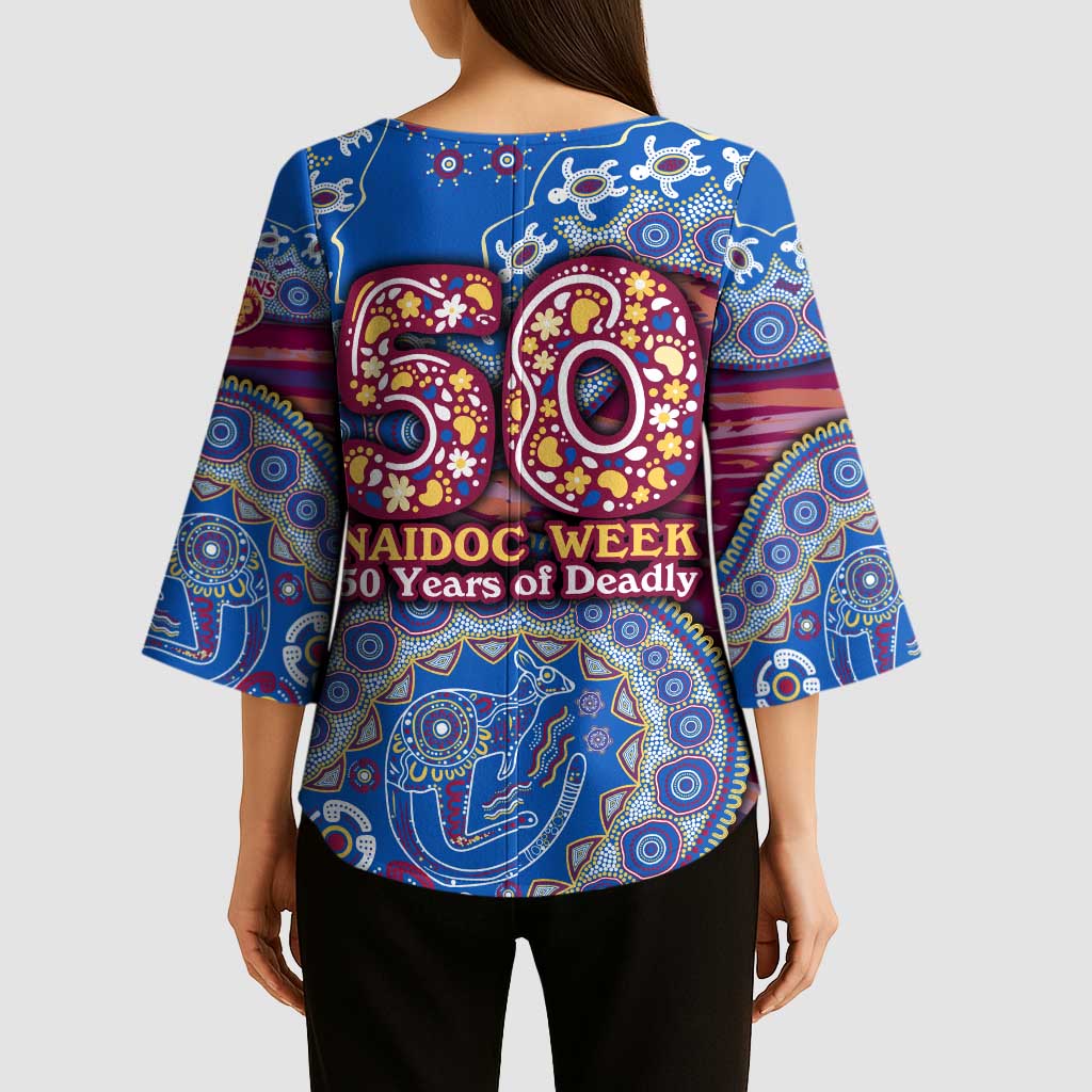 Brisbane Lions NAIDOC Week 2026 Kimono Sleeve Blouse Australian Aboriginal Dot Art Dreamtime Pattern Style