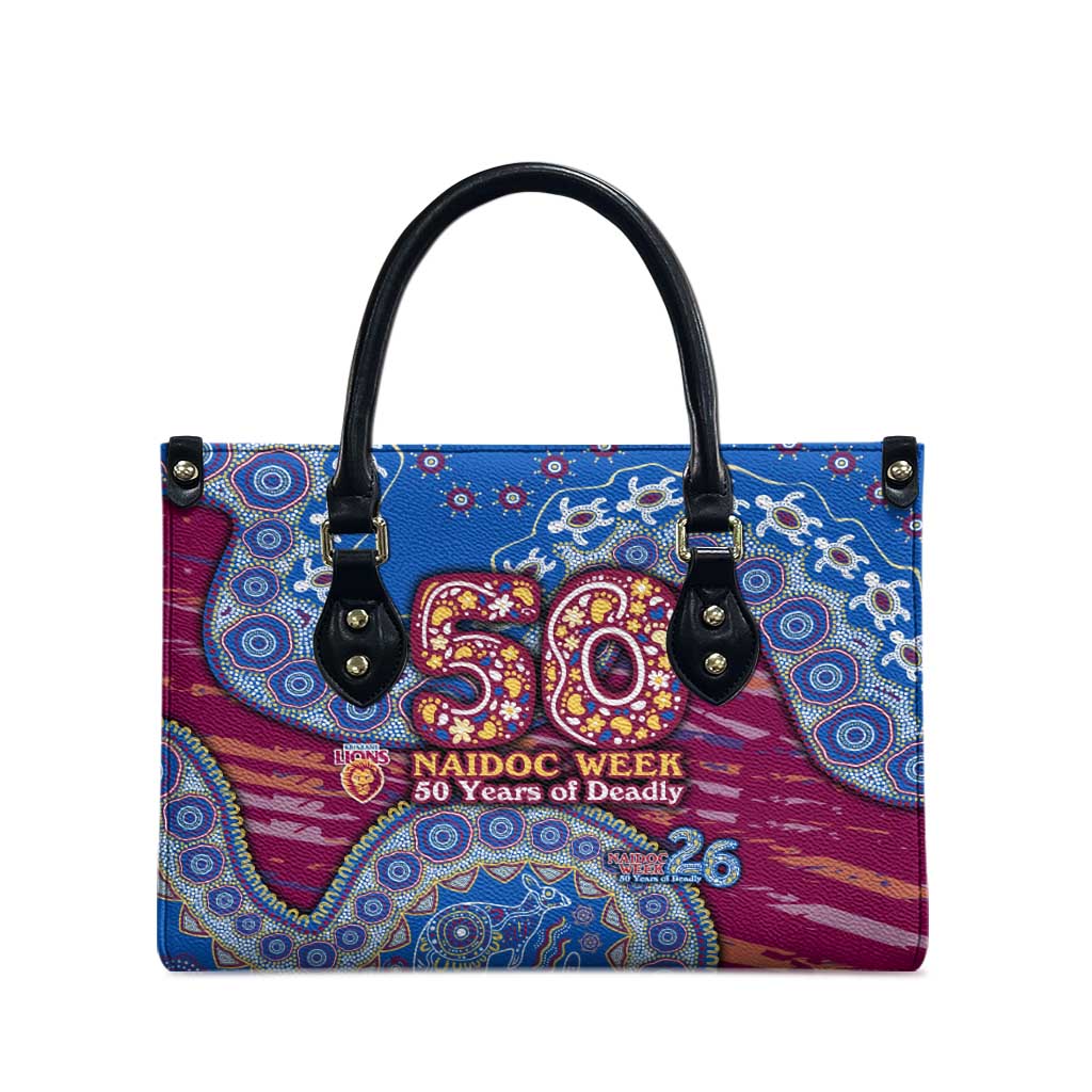 Brisbane Lions NAIDOC Week 2026 Leather Bag Australian Aboriginal Dot Art Dreamtime Pattern Style