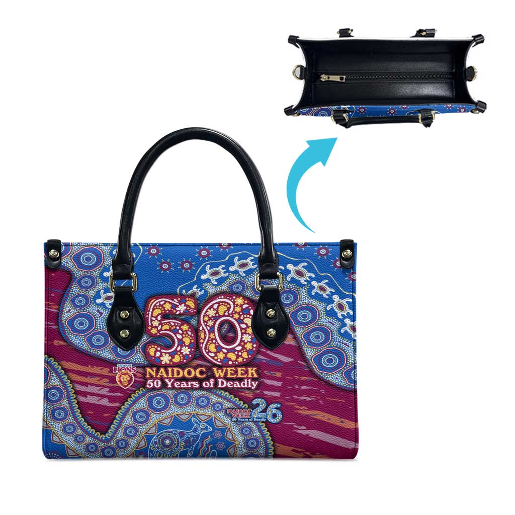 Brisbane Lions NAIDOC Week 2026 Leather Bag Australian Aboriginal Dot Art Dreamtime Pattern Style