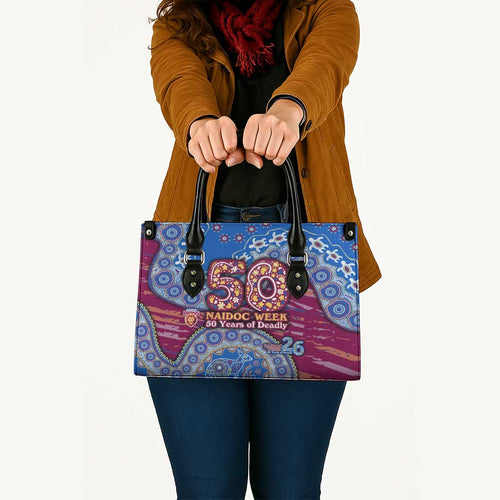Brisbane Lions NAIDOC Week 2026 Leather Bag Australian Aboriginal Dot Art Dreamtime Pattern Style