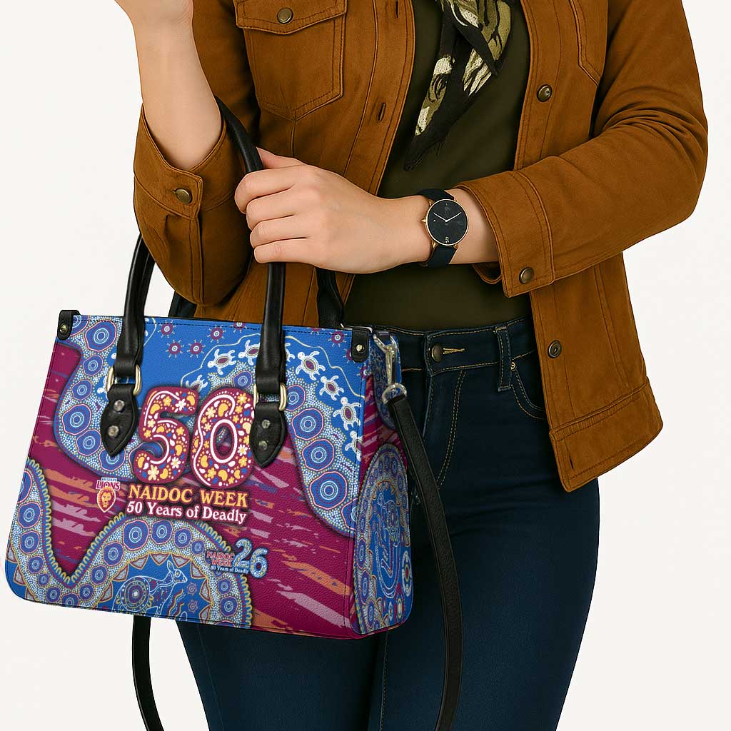 Brisbane Lions NAIDOC Week 2026 Leather Bag Australian Aboriginal Dot Art Dreamtime Pattern Style