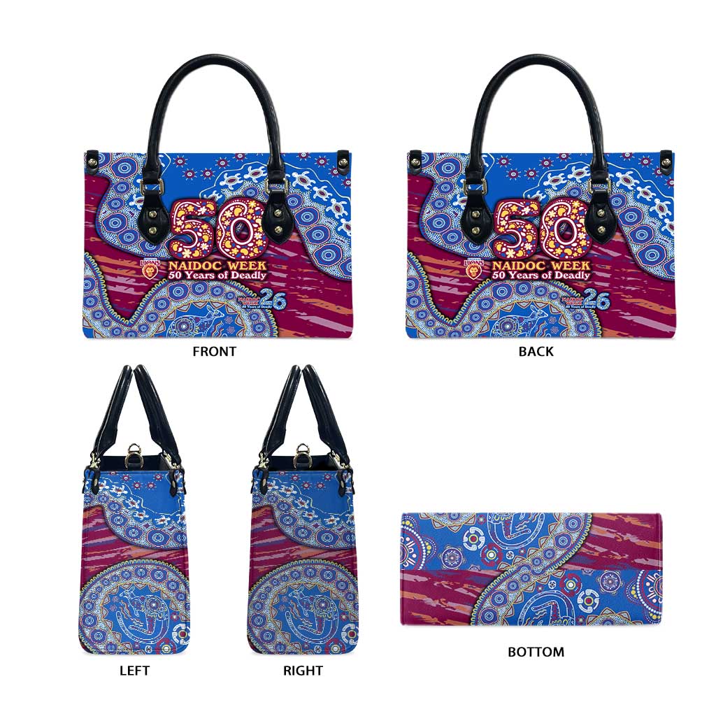 Brisbane Lions NAIDOC Week 2026 Leather Bag Australian Aboriginal Dot Art Dreamtime Pattern Style