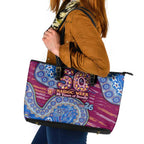 Brisbane Lions NAIDOC Week 2026 Leather Tote Bag Australian Aboriginal Dot Art Dreamtime Pattern Style