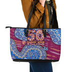 Brisbane Lions NAIDOC Week 2026 Leather Tote Bag Australian Aboriginal Dot Art Dreamtime Pattern Style