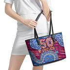 Brisbane Lions NAIDOC Week 2026 Leather Tote Bag Australian Aboriginal Dot Art Dreamtime Pattern Style
