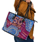 Brisbane Lions NAIDOC Week 2026 Leather Tote Bag Australian Aboriginal Dot Art Dreamtime Pattern Style