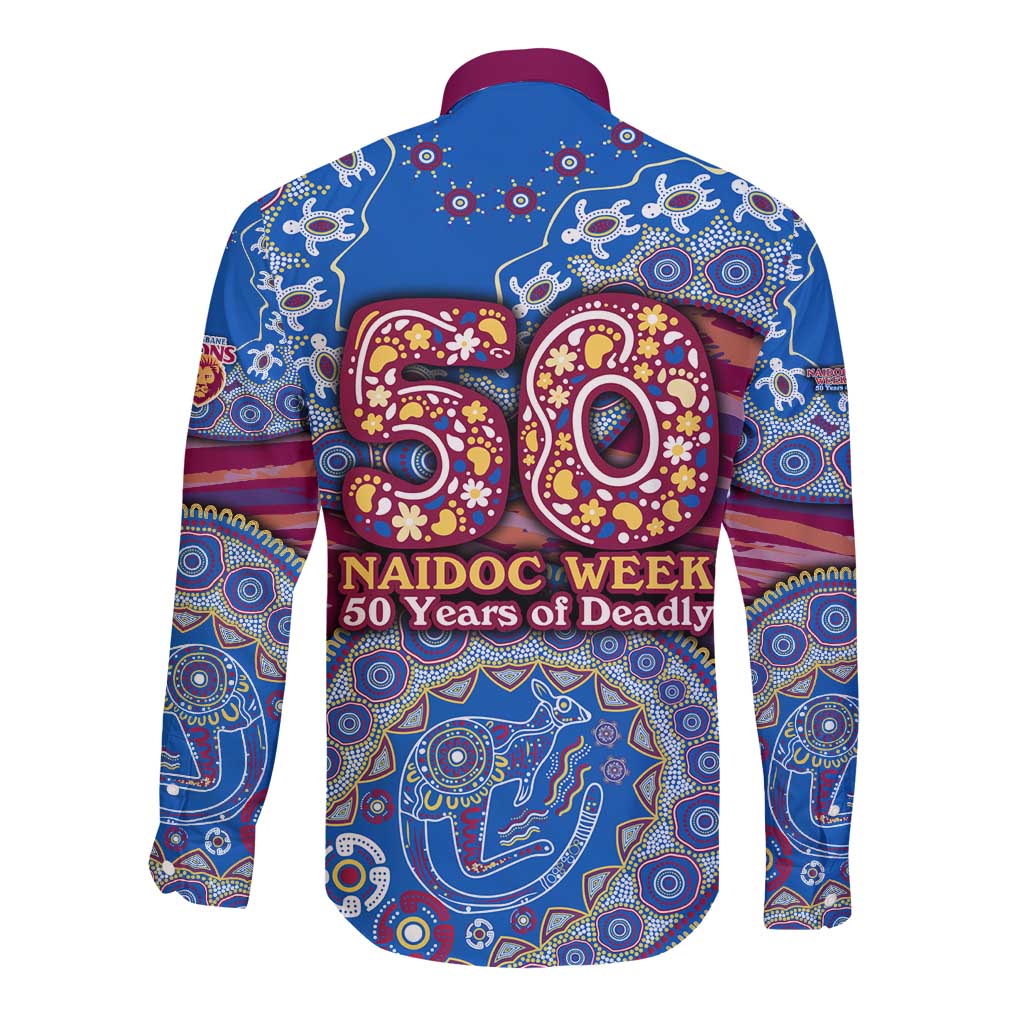 Brisbane Lions NAIDOC Week 2026 Long Sleeve Button Shirt Australian Aboriginal Dot Art Dreamtime Pattern Style