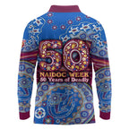 Brisbane Lions NAIDOC Week 2026 Long Sleeve Polo Shirt Australian Aboriginal Dot Art Dreamtime Pattern Style