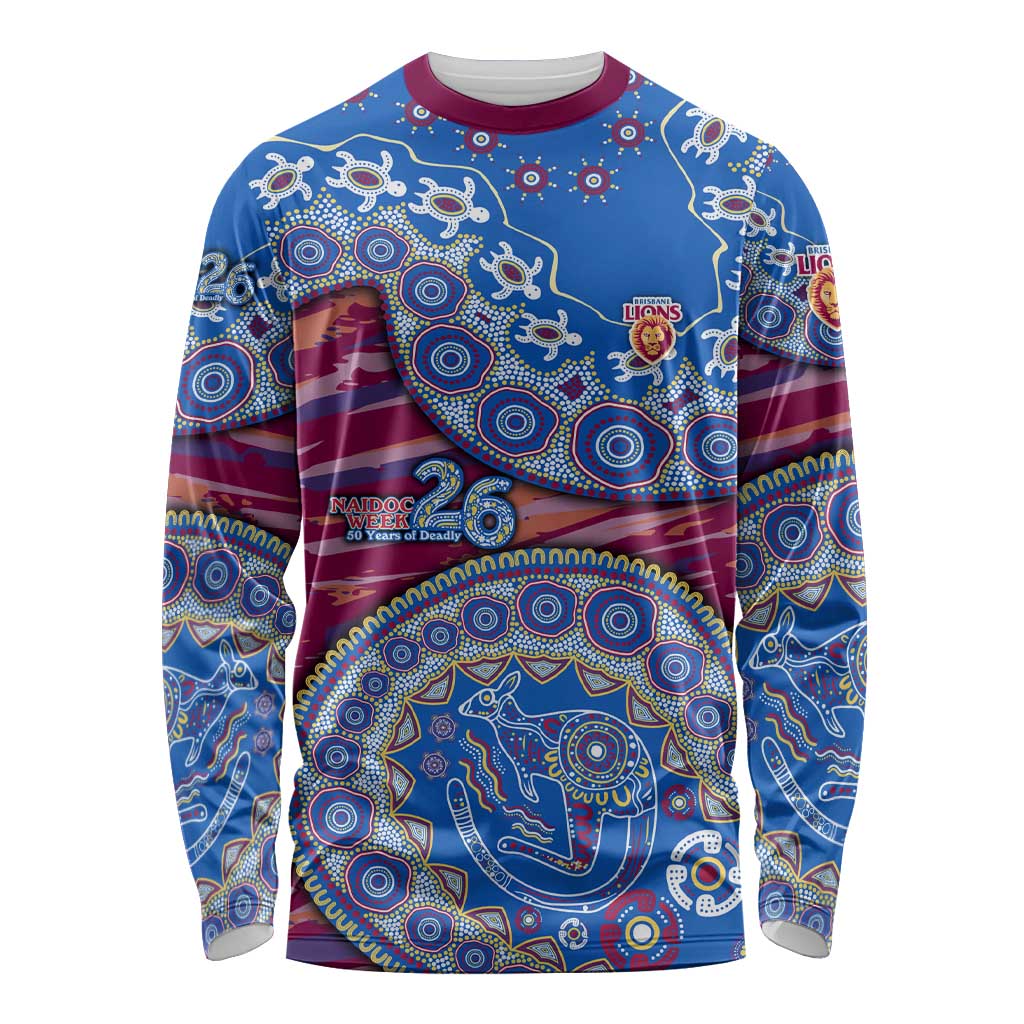 Brisbane Lions NAIDOC Week 2026 Long Sleeve Shirt Australian Aboriginal Dot Art Dreamtime Pattern Style