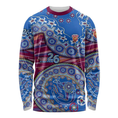 Brisbane Lions NAIDOC Week 2026 Long Sleeve Shirt Australian Aboriginal Dot Art Dreamtime Pattern Style