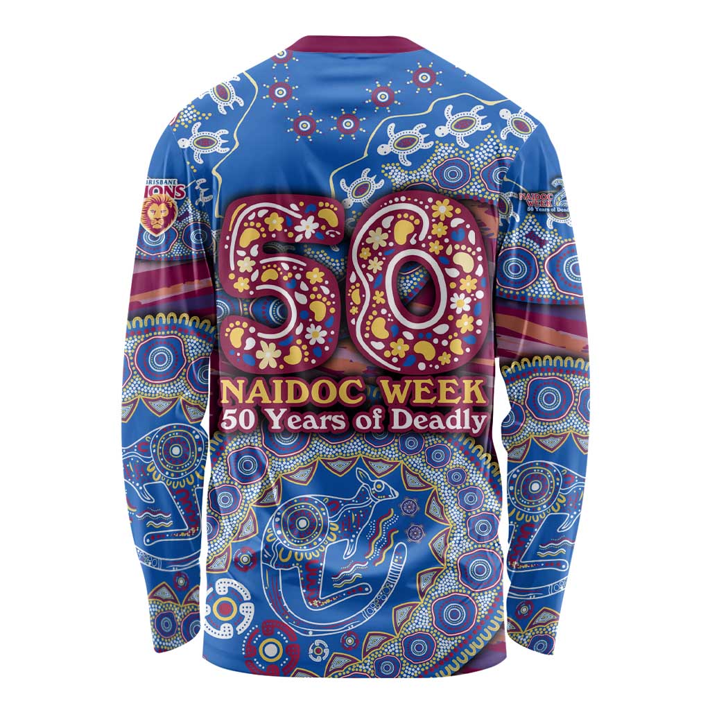 Brisbane Lions NAIDOC Week 2026 Long Sleeve Shirt Australian Aboriginal Dot Art Dreamtime Pattern Style