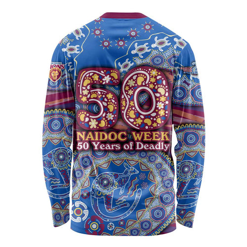 Brisbane Lions NAIDOC Week 2026 Long Sleeve Shirt Australian Aboriginal Dot Art Dreamtime Pattern Style