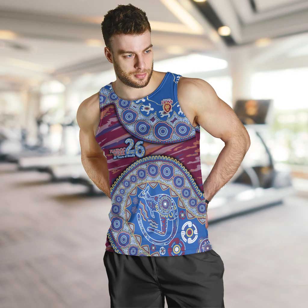 Brisbane Lions NAIDOC Week 2026 Men Tank Top Australian Aboriginal Dot Art Dreamtime Pattern Style