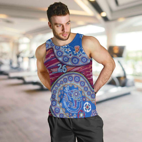 Brisbane Lions NAIDOC Week 2026 Men Tank Top Australian Aboriginal Dot Art Dreamtime Pattern Style