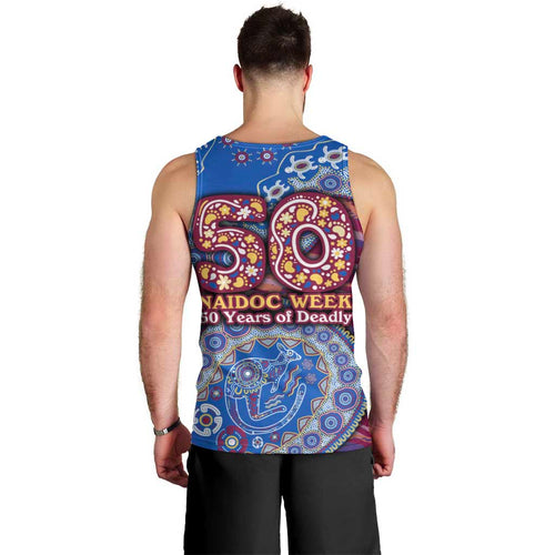 Brisbane Lions NAIDOC Week 2026 Men Tank Top Australian Aboriginal Dot Art Dreamtime Pattern Style