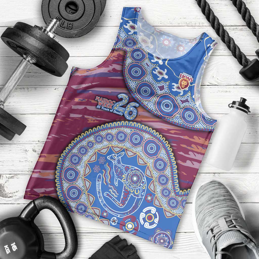 Brisbane Lions NAIDOC Week 2026 Men Tank Top Australian Aboriginal Dot Art Dreamtime Pattern Style