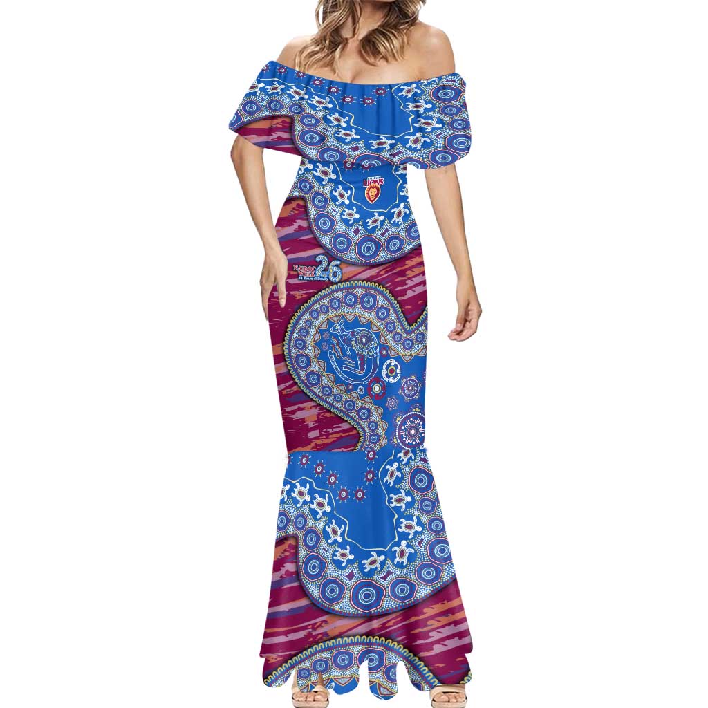 Brisbane Lions NAIDOC Week 2026 Mermaid Dress Australian Aboriginal Dot Art Dreamtime Pattern Style