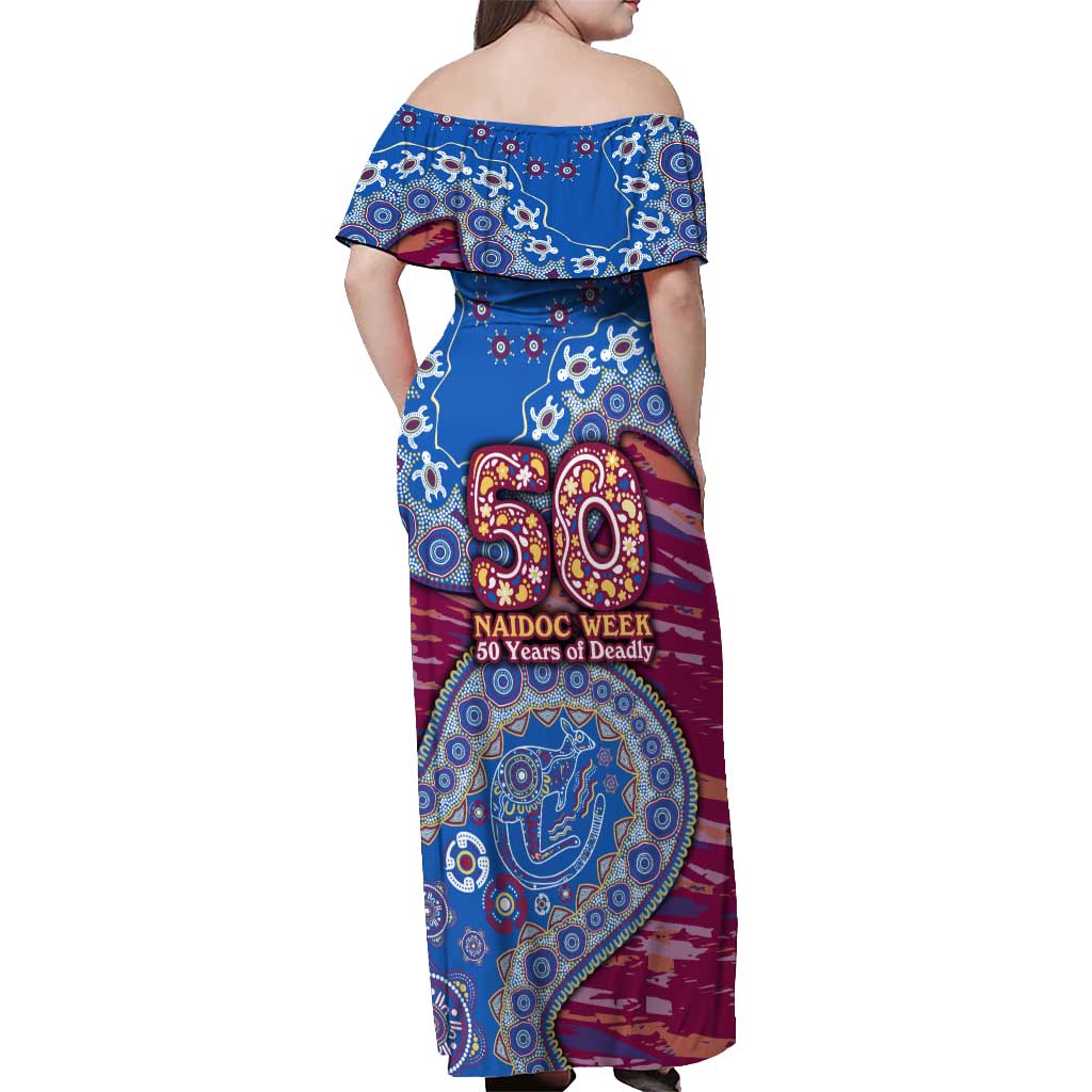 Brisbane Lions NAIDOC Week 2026 Off Shoulder Maxi Dress Australian Aboriginal Dot Art Dreamtime Pattern Style