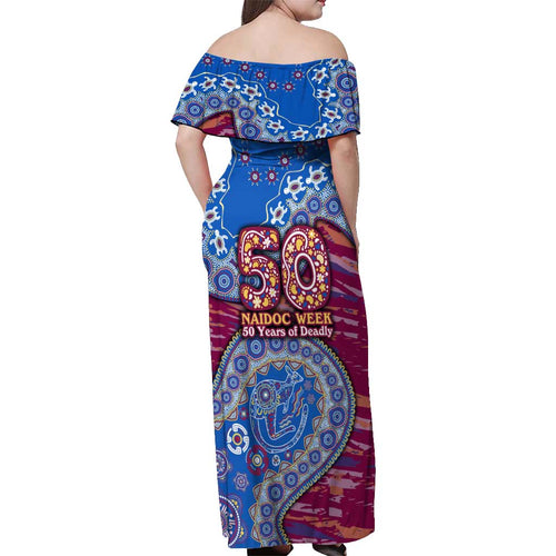 Brisbane Lions NAIDOC Week 2026 Off Shoulder Maxi Dress Australian Aboriginal Dot Art Dreamtime Pattern Style