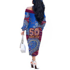 Brisbane Lions NAIDOC Week 2026 Off The Shoulder Long Sleeve Dress Australian Aboriginal Dot Art Dreamtime Pattern Style