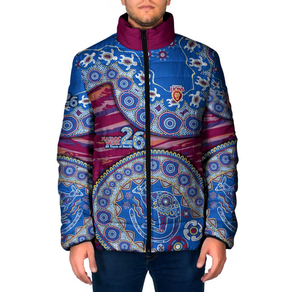 Brisbane Lions NAIDOC Week 2026 Padded Jacket Australian Aboriginal Dot Art Dreamtime Pattern Style