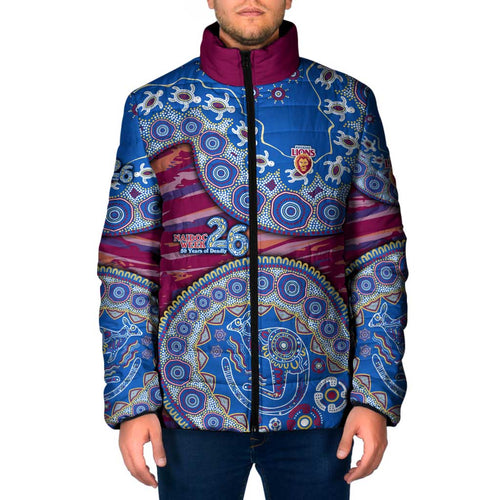 Brisbane Lions NAIDOC Week 2026 Padded Jacket Australian Aboriginal Dot Art Dreamtime Pattern Style