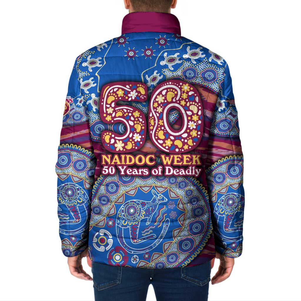 Brisbane Lions NAIDOC Week 2026 Padded Jacket Australian Aboriginal Dot Art Dreamtime Pattern Style