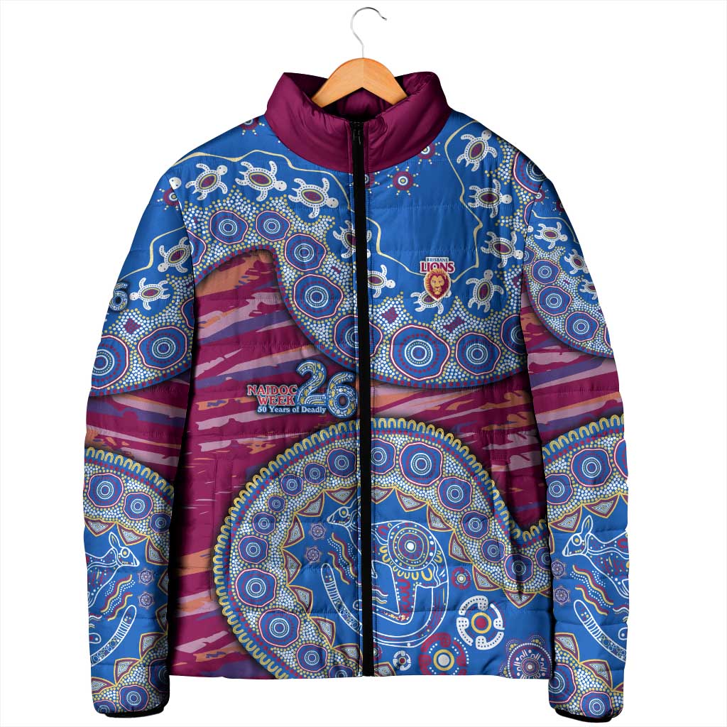 Brisbane Lions NAIDOC Week 2026 Padded Jacket Australian Aboriginal Dot Art Dreamtime Pattern Style
