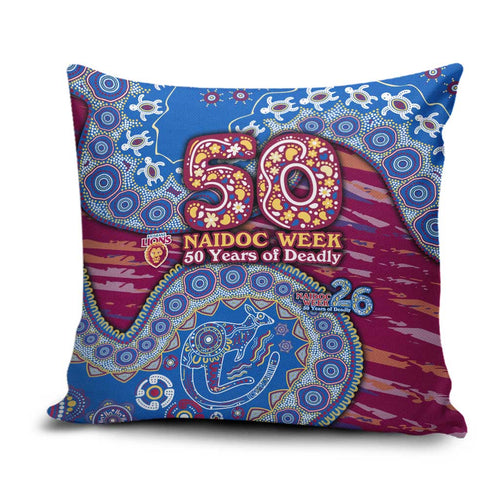 Brisbane Lions NAIDOC Week 2026 Pillow Cover Australian Aboriginal Dot Art Dreamtime Pattern Style