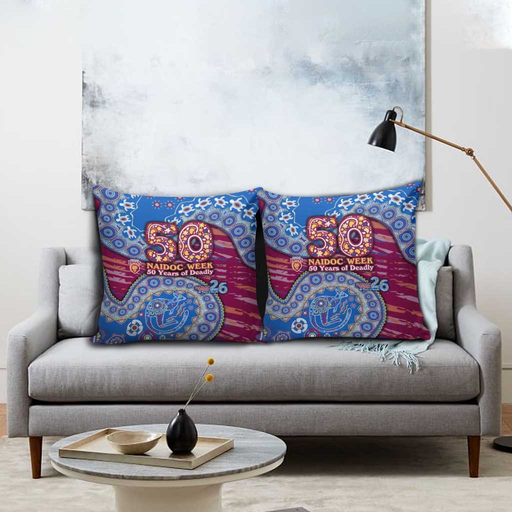 Brisbane Lions NAIDOC Week 2026 Pillow Cover Australian Aboriginal Dot Art Dreamtime Pattern Style
