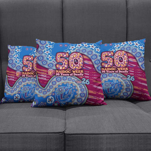 Brisbane Lions NAIDOC Week 2026 Pillow Cover Australian Aboriginal Dot Art Dreamtime Pattern Style