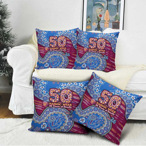 Brisbane Lions NAIDOC Week 2026 Pillow Cover Australian Aboriginal Dot Art Dreamtime Pattern Style