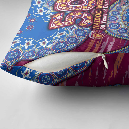 Brisbane Lions NAIDOC Week 2026 Pillow Cover Australian Aboriginal Dot Art Dreamtime Pattern Style