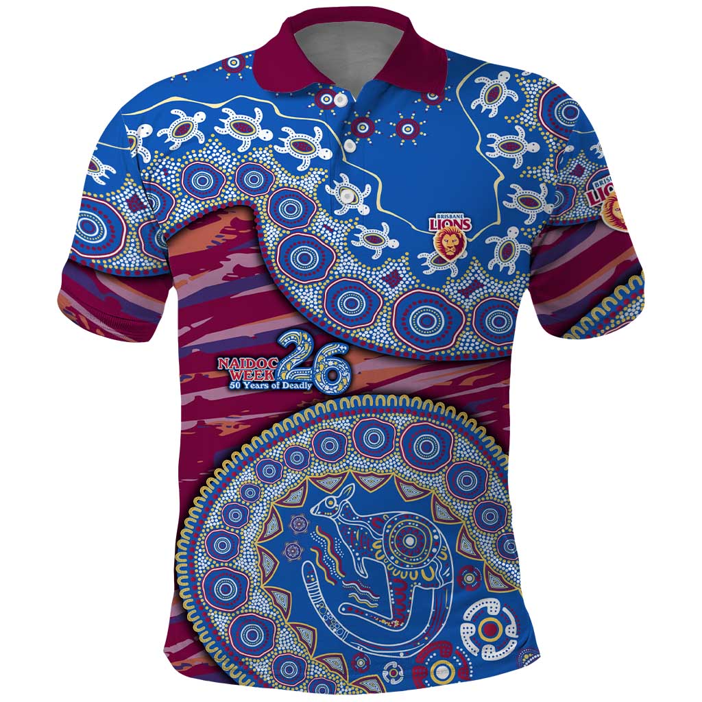 Brisbane Lions NAIDOC Week 2026 Polo Shirt Australian Aboriginal Dot Art Dreamtime Pattern Style