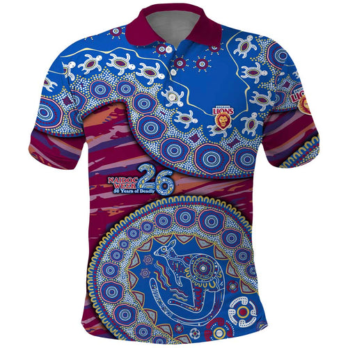 Brisbane Lions NAIDOC Week 2026 Polo Shirt Australian Aboriginal Dot Art Dreamtime Pattern Style