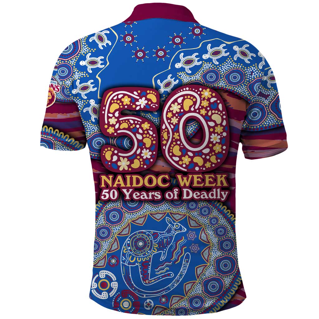 Brisbane Lions NAIDOC Week 2026 Polo Shirt Australian Aboriginal Dot Art Dreamtime Pattern Style