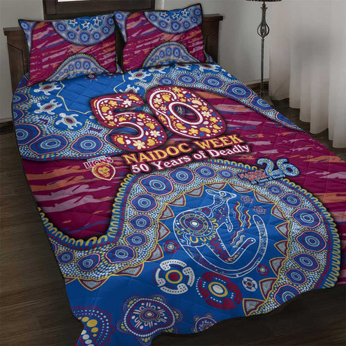Brisbane Lions NAIDOC Week 2026 Quilt Bed Set Australian Aboriginal Dot Art Dreamtime Pattern Style