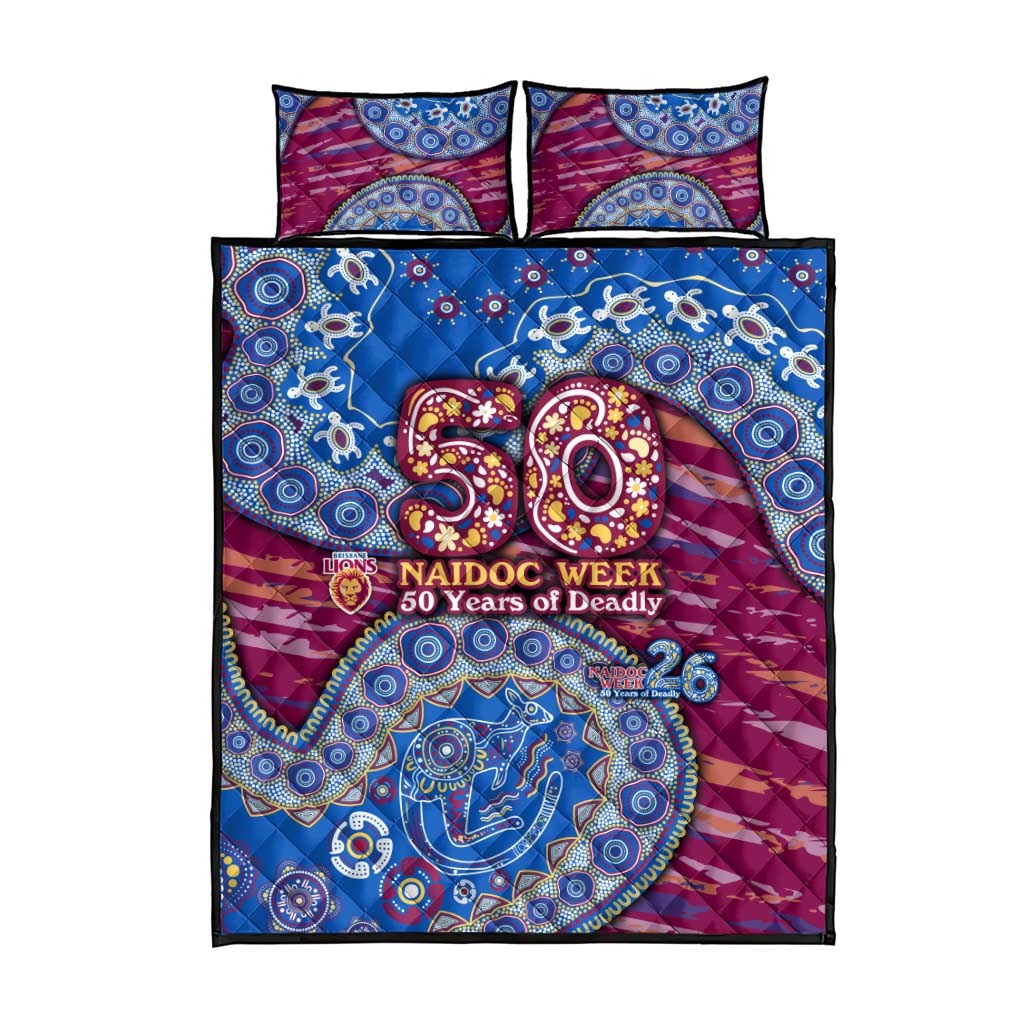 Brisbane Lions NAIDOC Week 2026 Quilt Bed Set Australian Aboriginal Dot Art Dreamtime Pattern Style