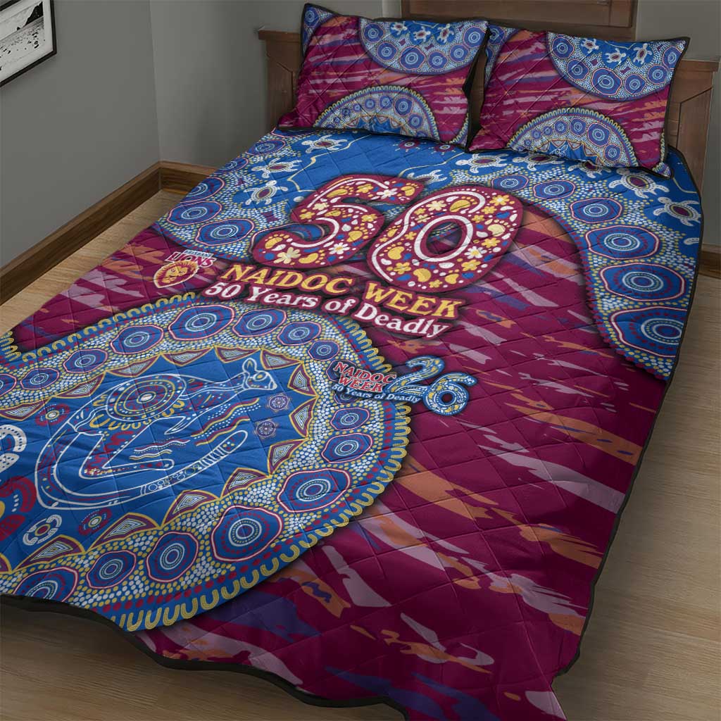 Brisbane Lions NAIDOC Week 2026 Quilt Bed Set Australian Aboriginal Dot Art Dreamtime Pattern Style